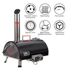 Load image into Gallery viewer, Black Pizza Oven Outdoor 12" Automatic Rotatable Pizza Ovens Portable Stainless Steel Wood Fired Pizza Oven Pizza Maker