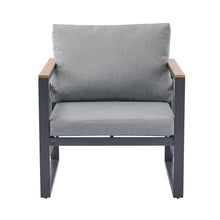 Load image into Gallery viewer, 4-Pieces Outdoor Metal Patio Furniture Set with Cushions