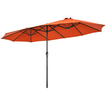 Load image into Gallery viewer, 15 Feet Patio Double-Sided Umbrella with Hand-Crank System-Orange