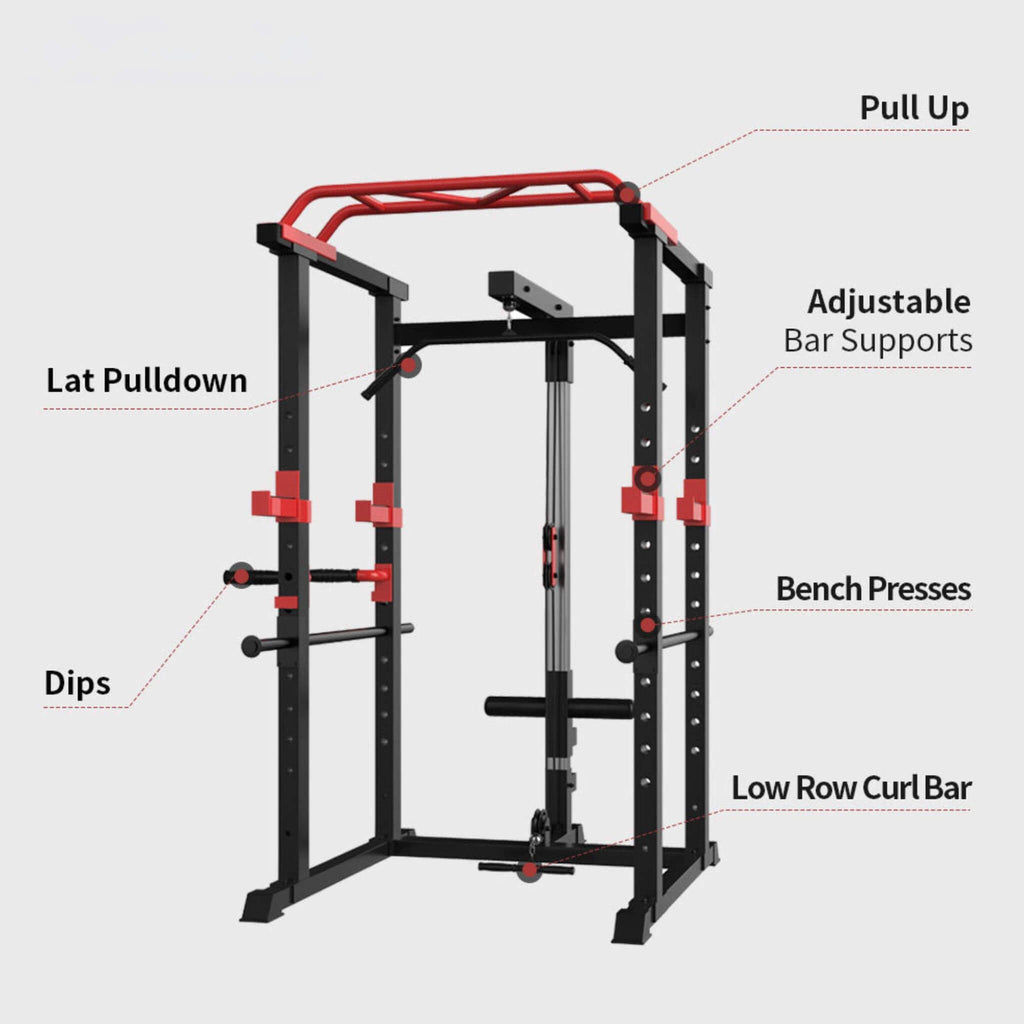 1000LBS Multi-Functional Barbell Rack Squat Power Cage With Weight Bench (SAK35822)