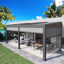Load image into Gallery viewer, [10X20FT] Alora Luxury Wall-Mounted Aluminum Louvered Pergola With Pull-Down Screens (SAK91537)