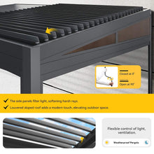 Load image into Gallery viewer, [10X20FT] Alora Luxury Wall-Mounted Aluminum Louvered Pergola With Pull-Down Screens (SAK91537)