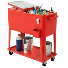 Load image into Gallery viewer, 80 Quart Outdoor Patio Rolling Steel Construction Cooler