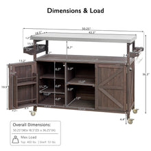Load image into Gallery viewer, K&amp;K Outdoor Kitchen Island, Rolling Bar Cart &amp; Storage Cabinet