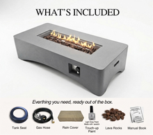 Load image into Gallery viewer, 56' Propane Fire Pit Table - Rectangular Outdoor Gas Fire Pit