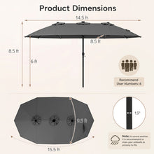 Load image into Gallery viewer, Patio Umbrella 15.5ft with Solar LED Lights and Crank