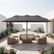 Load image into Gallery viewer, Patio Umbrella 15.5ft with Solar LED Lights and Crank