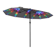 Load image into Gallery viewer, Patio Umbrella 15.5ft with Solar LED Lights and Crank