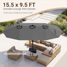Load image into Gallery viewer, Patio Umbrella 15.5ft with Solar LED Lights and Crank