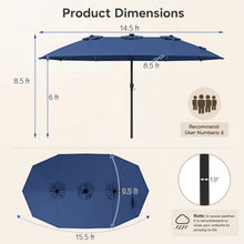 Load image into Gallery viewer, Patio Umbrella 15.5ft with Solar LED Lights and Crank