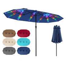 Load image into Gallery viewer, Patio Umbrella 15.5ft with Solar LED Lights and Crank