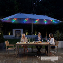 Load image into Gallery viewer, Patio Umbrella 15.5ft with Solar LED Lights and Crank