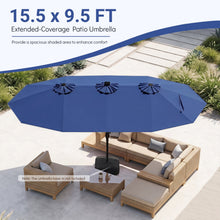 Load image into Gallery viewer, Patio Umbrella 15.5ft with Solar LED Lights and Crank
