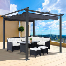 Load image into Gallery viewer, 10x10 Ft Outdoor Patio Retractable Pergola With Canopy Sunshelter Pergola for Gardens,Terraces,Backyard,Gray