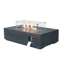 Load image into Gallery viewer, 52 Inch Outdoor Concrete Propane gas rectangle Fire Pit table in Dark Gray color