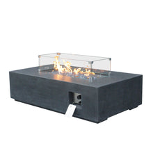 Load image into Gallery viewer, 52 Inch Outdoor Concrete Propane gas rectangle Fire Pit table in Dark Gray color