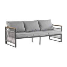 Load image into Gallery viewer, 4-Pieces Outdoor Metal Patio Furniture Set with Cushions