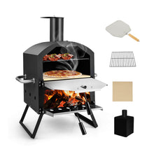 Load image into Gallery viewer, Outdoor Pizza Oven with Anti-scalding Handles and Foldable Legs-Black