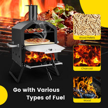 Load image into Gallery viewer, Outdoor Pizza Oven with Anti-scalding Handles and Foldable Legs-Black