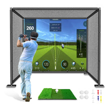 Load image into Gallery viewer, YUNIC Golf Driving Cage with Metal Frame and Simulator Impact Screen