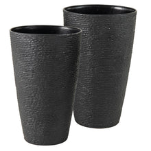 Load image into Gallery viewer, 21 Inch Tall Round Plastic Planters Set of 2 Flower Pots with Drainage System-Black