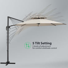 Load image into Gallery viewer, Ainfox 10ft Double Top Heavy-Duty Patio Cantilever Umbrella with Cross Base, Outdoor Large Offset Hanging Aluminum Rotation Sun Shade Umbrella with 360°Rotation Adjustable