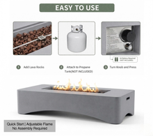 Load image into Gallery viewer, 56' Propane Fire Pit Table - Rectangular Outdoor Gas Fire Pit