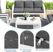 Load image into Gallery viewer, Modern Aluminum Patio Furniture Set with Cushions and Table