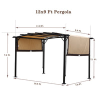 Load image into Gallery viewer, 12 x 9 Ft Outdoor Pergola Patio Gazebo,Retractable Shade Canopy,Steel Frame Grape Gazebo,Sunshelter Pergola for Gardens