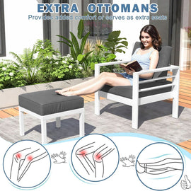 Modern Aluminum Patio Furniture Set with Cushions and Table