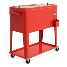 Load image into Gallery viewer, 80 Quart Outdoor Patio Rolling Steel Construction Cooler