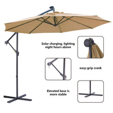 Load image into Gallery viewer, Outdoor Cantilever Patio Umbrella With 32 LED Lights 10 Ft Hanging Design Easy Open Adjustment Metal Frame - Taupe