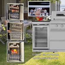 Load image into Gallery viewer, Castelle Flame Verona 44-Inch 6-Burner 85K BTU Stainless Steel Outdoor BBQ Kitchen Grill Island With Wine Cooler, Rotisserie Kit, And Storage Cabinets (SAK97105)