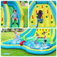 Load image into Gallery viewer, Inflatable Water Park Bounce House with Double Slide and Climbing Wall with 735W Blower