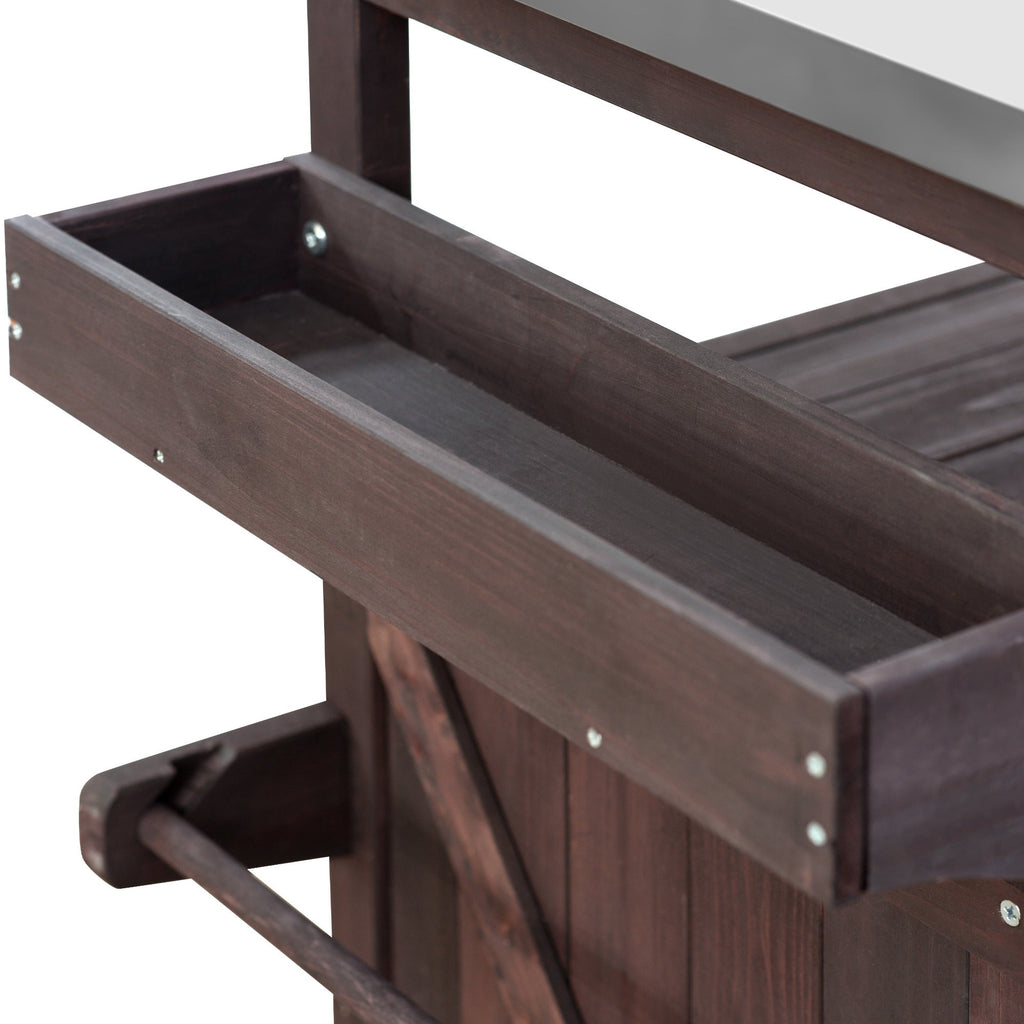 K&K Outdoor Kitchen Island, Rolling Bar Cart & Storage Cabinet
