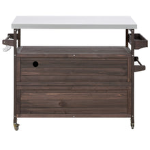 Load image into Gallery viewer, K&amp;K Outdoor Kitchen Island, Rolling Bar Cart &amp; Storage Cabinet