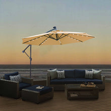 Load image into Gallery viewer, Outdoor Cantilever Patio Umbrella With 32 LED Lights 10 Ft Hanging Design Easy Open Adjustment Metal Frame - Taupe