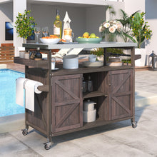 Load image into Gallery viewer, K&amp;K Outdoor Kitchen Island, Rolling Bar Cart &amp; Storage Cabinet
