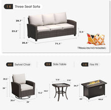 Load image into Gallery viewer, Eight Piece Outdoor Patio Furniture Set with Firepit