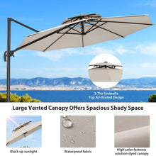 Load image into Gallery viewer, Ainfox 10ft Double Top Heavy-Duty Patio Cantilever Umbrella with Cross Base, Outdoor Large Offset Hanging Aluminum Rotation Sun Shade Umbrella with 360°Rotation Adjustable