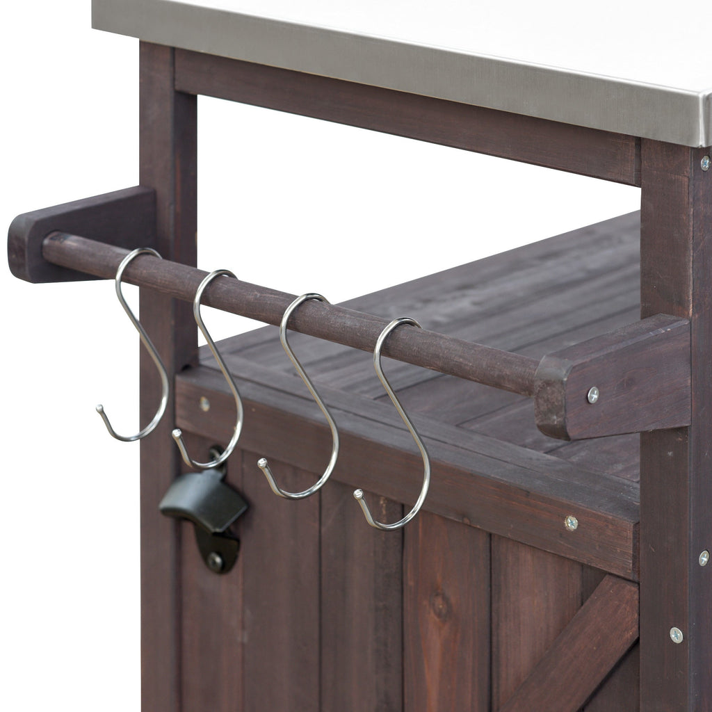 K&K Outdoor Kitchen Island, Rolling Bar Cart & Storage Cabinet