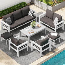 Load image into Gallery viewer, Modern Aluminum Patio Furniture Set with Cushions and Table