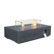 Load image into Gallery viewer, 52 Inch Outdoor Concrete Propane gas rectangle Fire Pit table in Dark Gray color