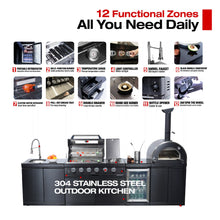Load image into Gallery viewer, Black 125-Inch Double Stainless Steel Gas Outdoor Kitchen Grill