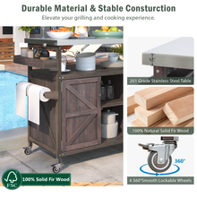 Load image into Gallery viewer, K&amp;K Outdoor Kitchen Island, Rolling Bar Cart &amp; Storage Cabinet