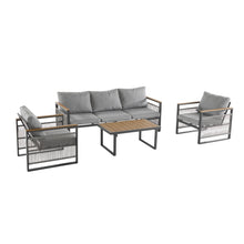 Load image into Gallery viewer, 4-Pieces Outdoor Metal Patio Furniture Set with Cushions