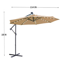 Load image into Gallery viewer, Outdoor Cantilever Patio Umbrella With 32 LED Lights 10 Ft Hanging Design Easy Open Adjustment Metal Frame - Taupe