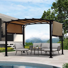 Load image into Gallery viewer, 12 x 9 Ft Outdoor Pergola Patio Gazebo,Retractable Shade Canopy,Steel Frame Grape Gazebo,Sunshelter Pergola for Gardens