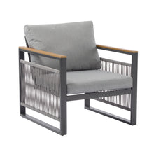 Load image into Gallery viewer, 4-Pieces Outdoor Metal Patio Furniture Set with Cushions