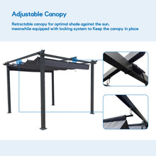 Load image into Gallery viewer, 10x10 Ft Outdoor Patio Retractable Pergola With Canopy Sunshelter Pergola for Gardens,Terraces,Backyard,Gray